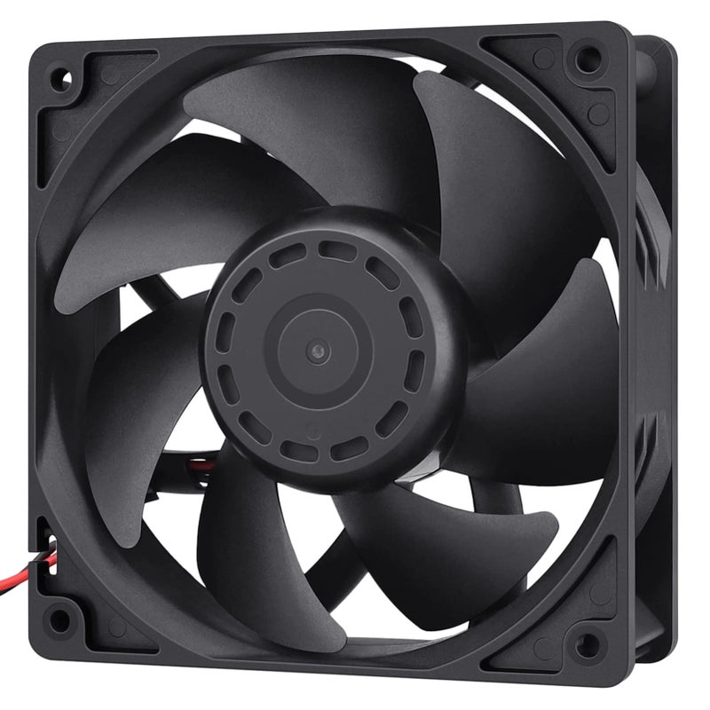 GDSTIME 120mm x 38mm Static Preesure Fan, 12V Dual Ball Bearing Powerful Airflow High Speed 12038 12cm 5 Inch 12V DC Cooling Fan 2-Pin - Image 1